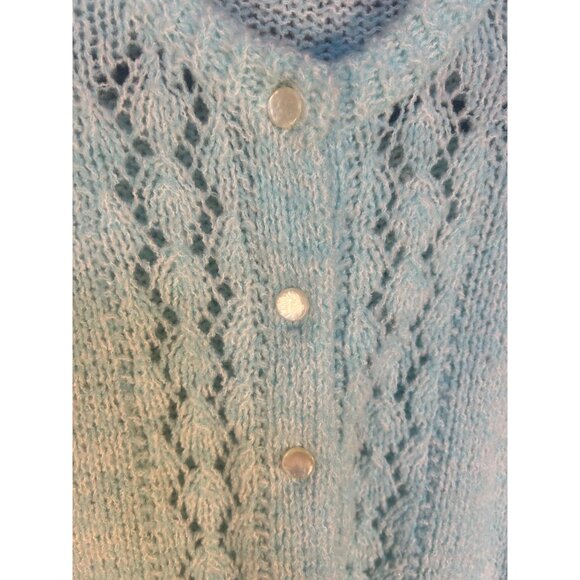 VTG Handmade  M (est) Cardigan Mint Green Button Front Cottage Core - Picture 4 of 7